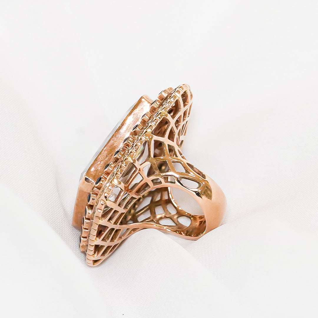 Topaz Ring set in 10K Rose Gold & Diamonds & Sapphires