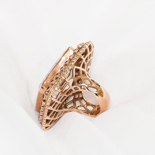 Topaz Ring set in 10K Rose Gold & Diamonds & Sapphires